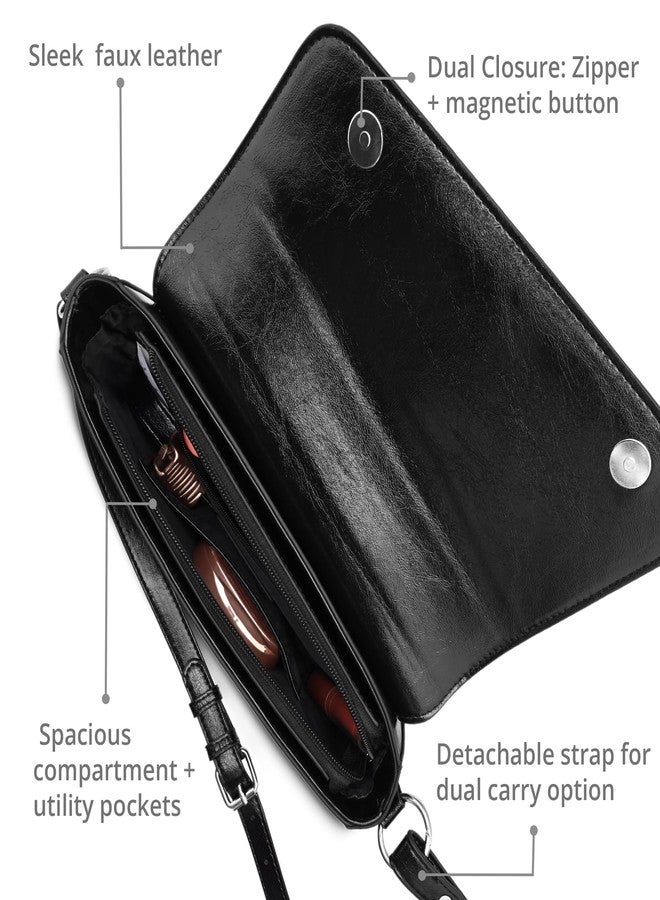 Fastrack VibeCheck shoulder bag | Black Faux-Leather Women’s Handbags | Party Pack Sling for Casual & Party Carry - Image 4